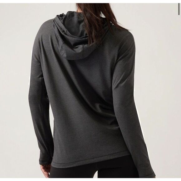 ATHLETA Womens Uptempo Elevate Hoodie Sweatshirt NEW S Black Heather Lightweight - Picture 4 of 16